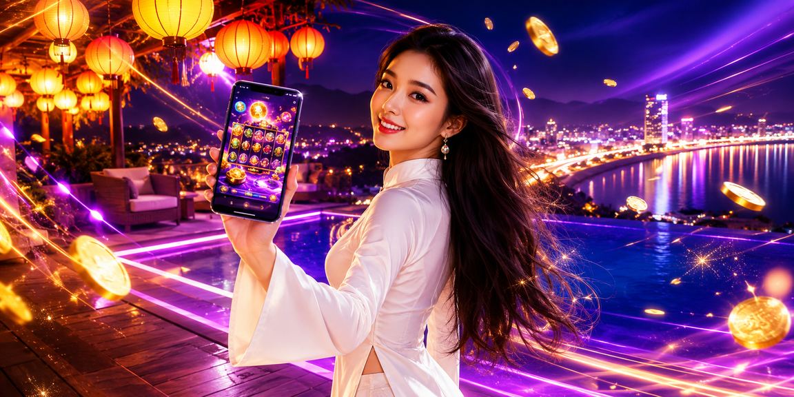 Phụ nữ mặc áo dài tại Hội An sử dụng ứng dụng casino và cược trên điện thoại di động